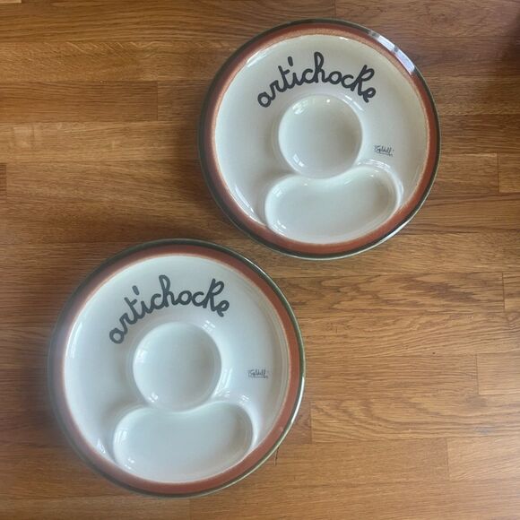 Baldelli Italia Vintage Artichoke Plates Mid Century Set of Two - Picture 1 of 7